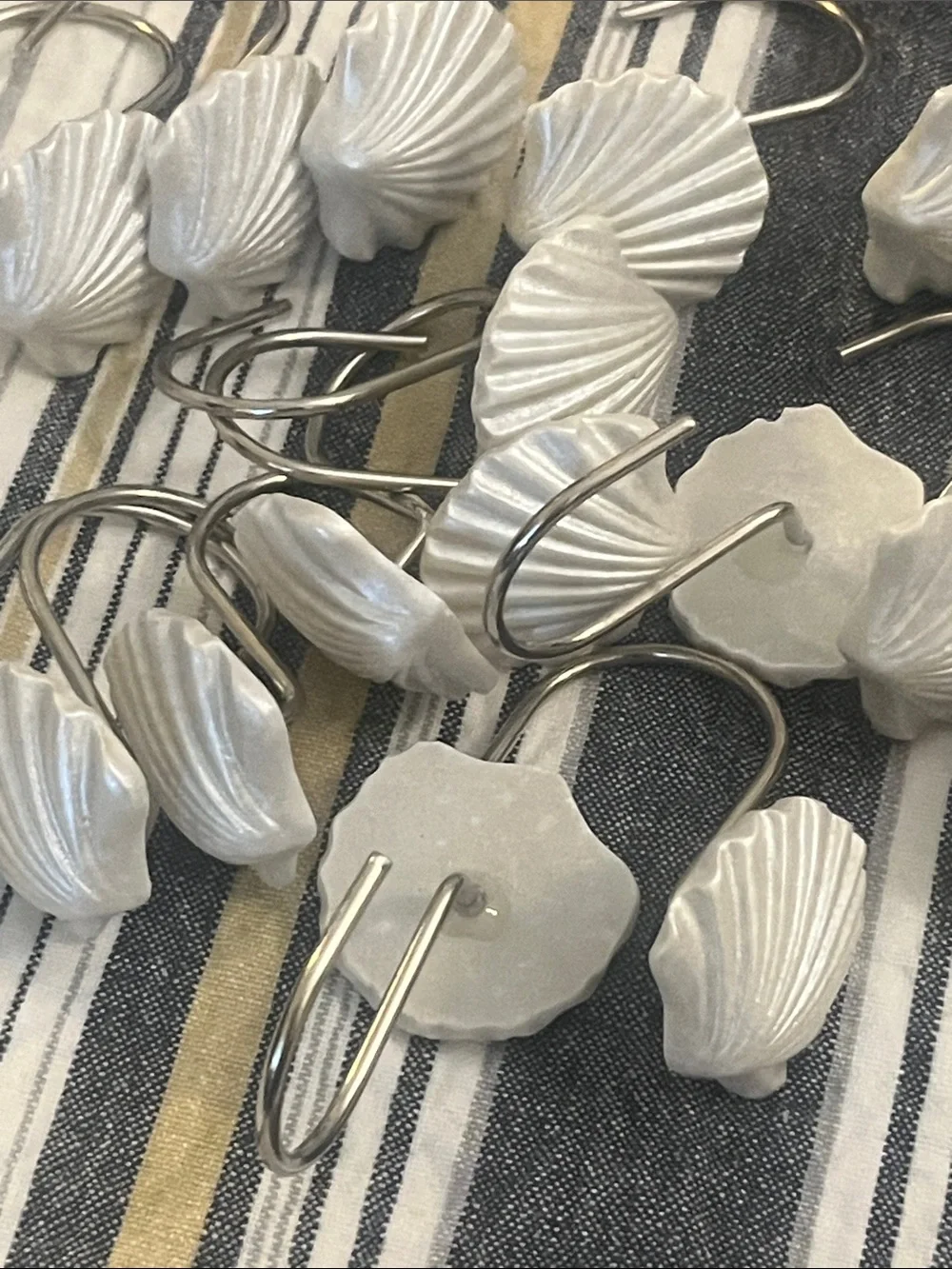 Pearl White Shell Shower Curtain Hooks Set of 22 #153